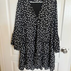 Black and White Heart Print Women's Dress NWOT